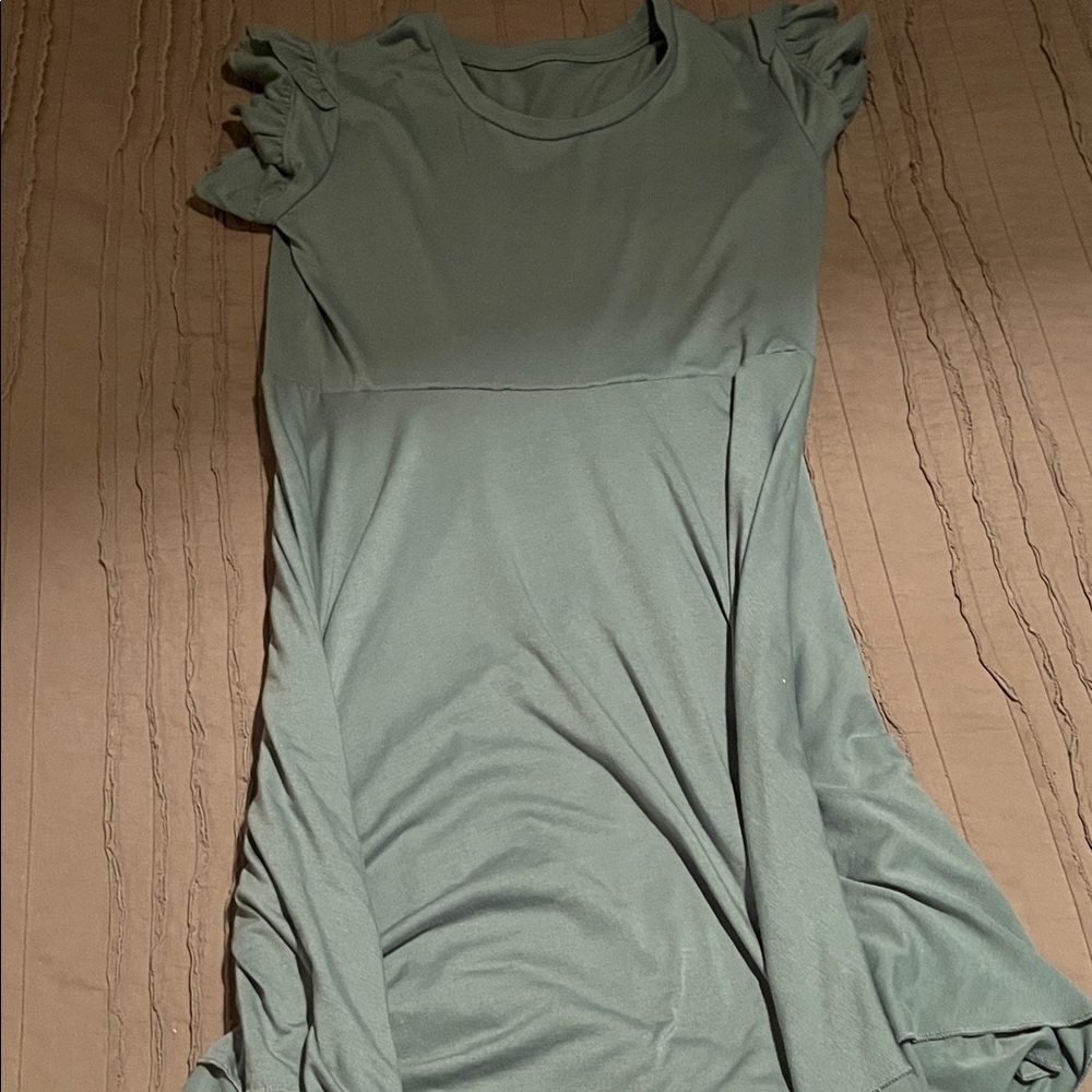 Sage Green Ruffle Sleeve Dress